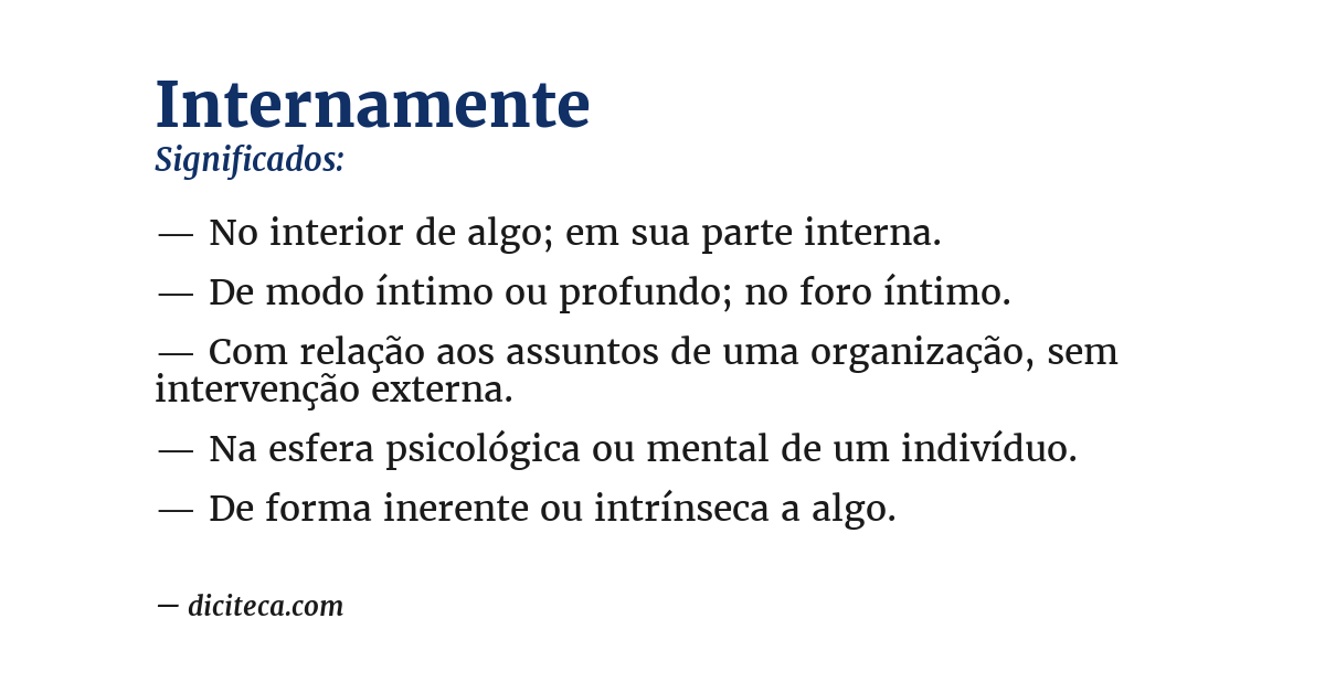 Significado de internamente