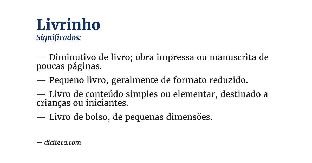 Significado de livrinho