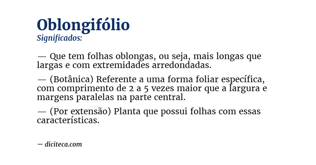 Significado de oblongifólio