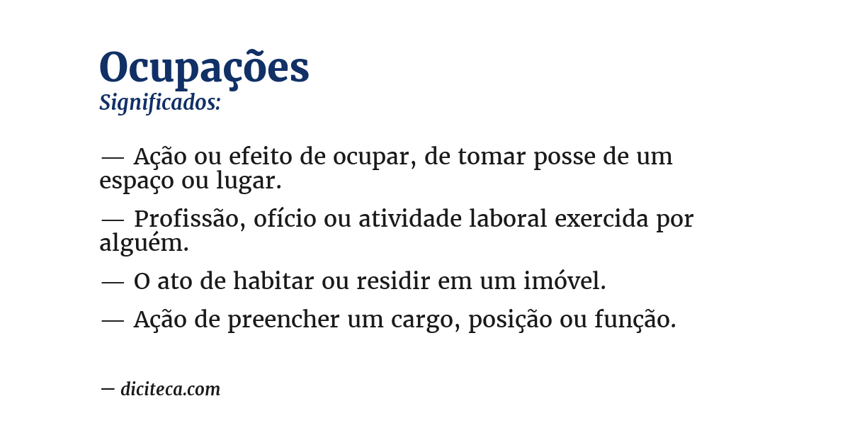 Significado de ocupações