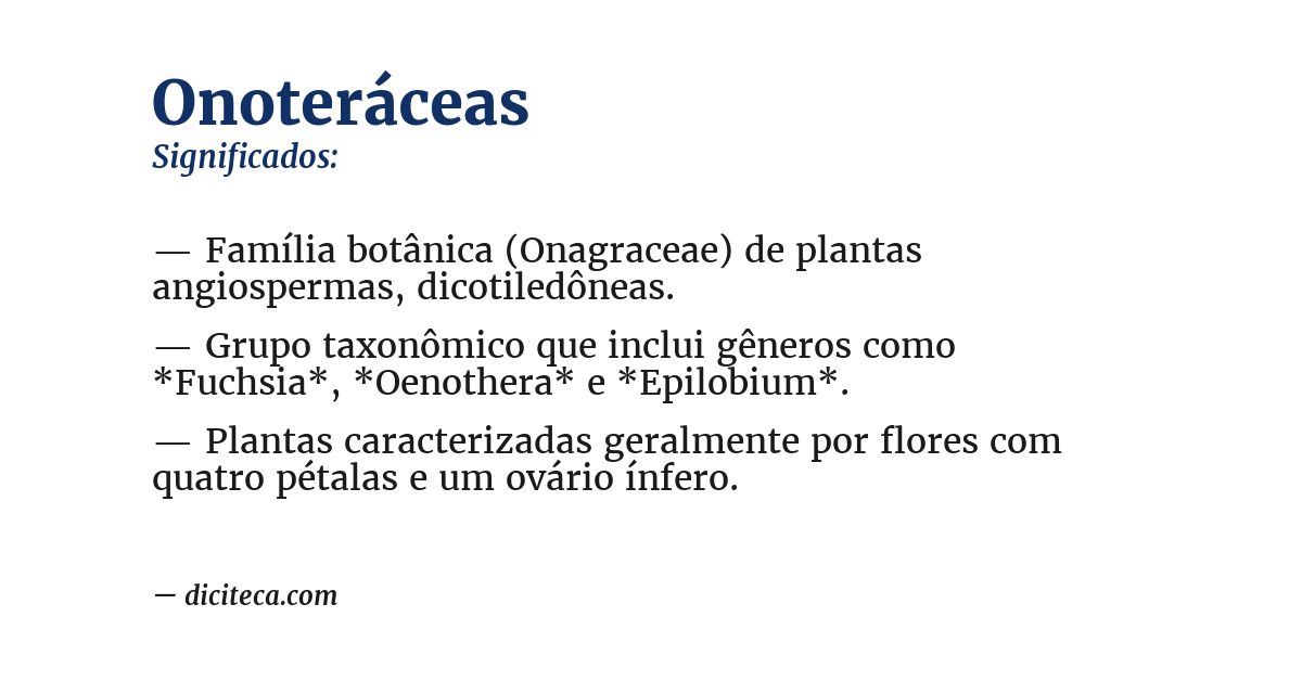 Significado de onoteráceas