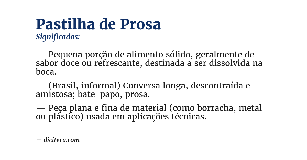 Significado de pastilha de prosa
