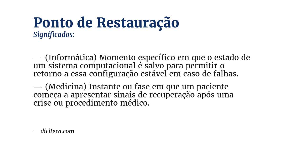 Significado de ponto de restauração