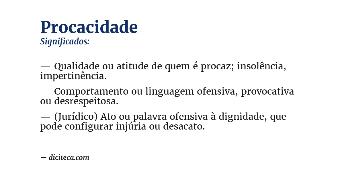 Significado de procacidade