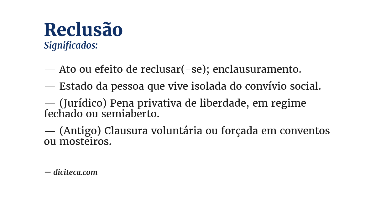 Significado de reclusão