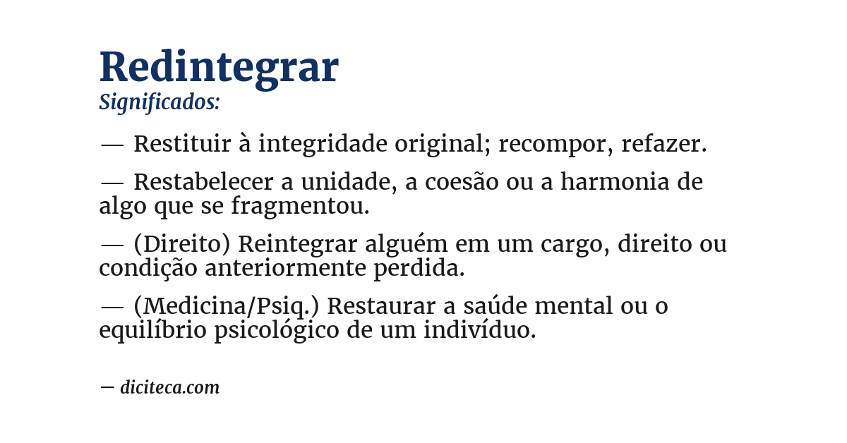 Significado de redintegrar