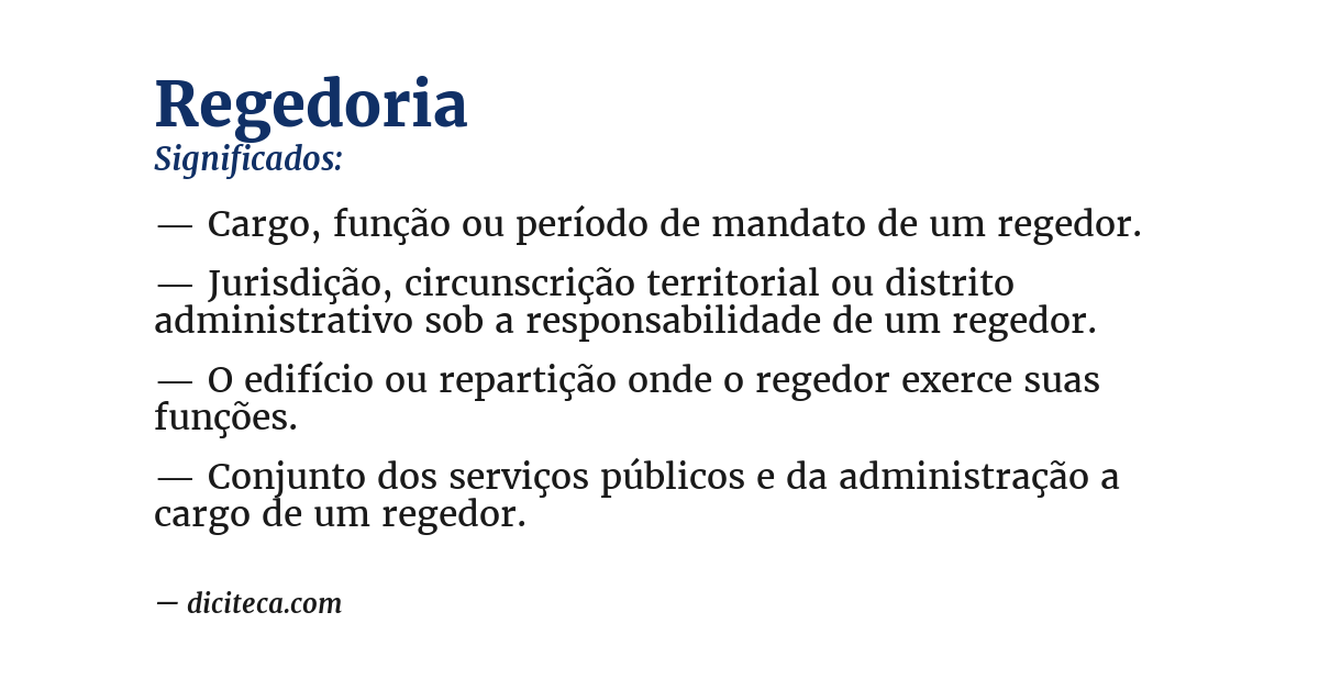 Significado de regedoria