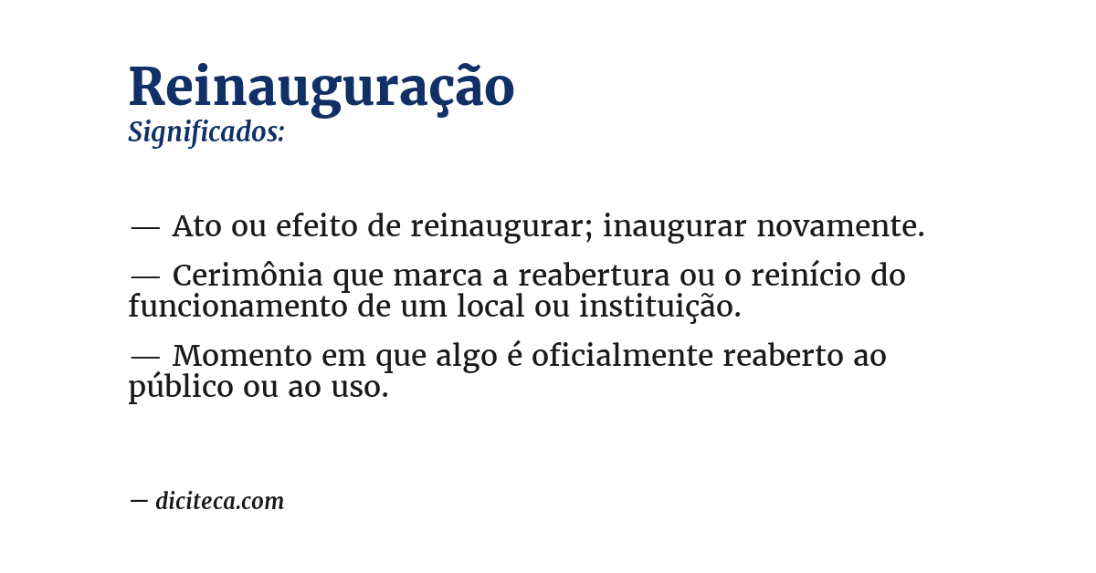 Significado de reinauguração
