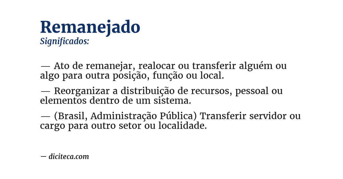 Significado de remanejado