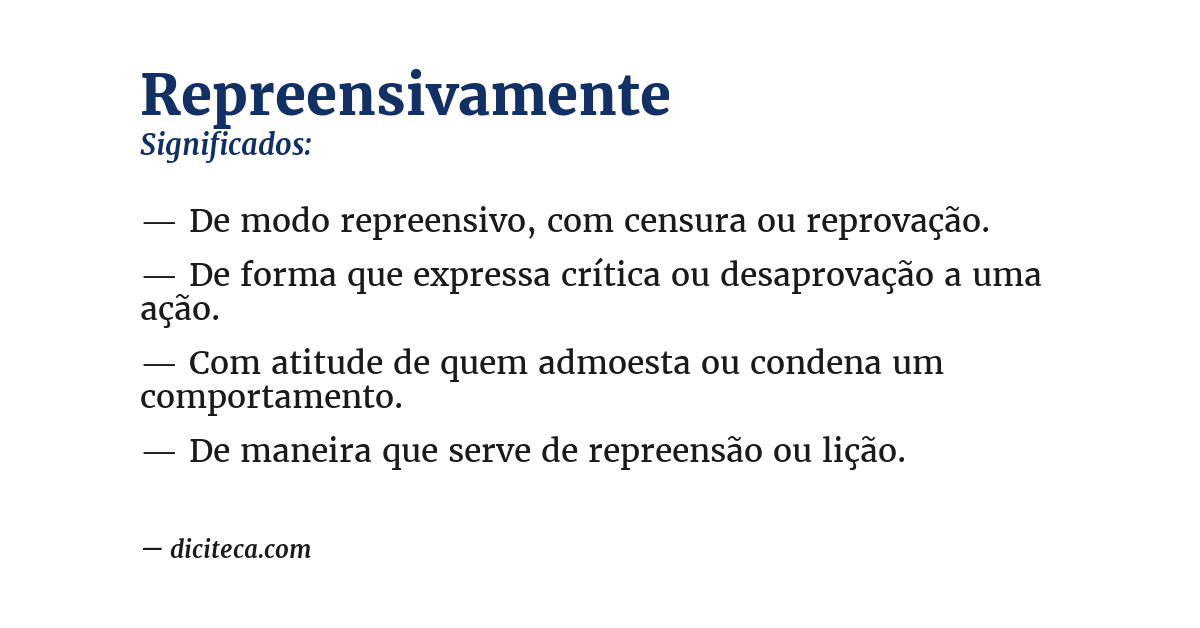 Significado de repreensivamente