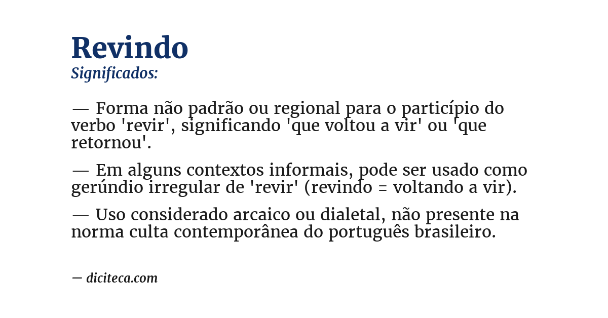 Significado de revindo