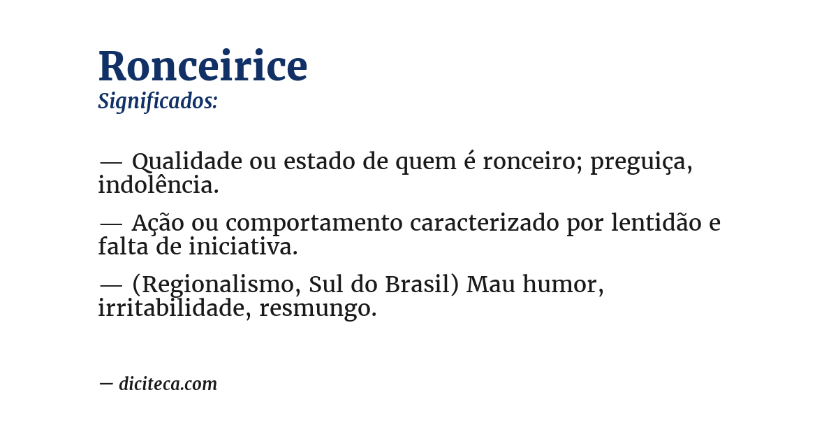 Significado de ronceirice