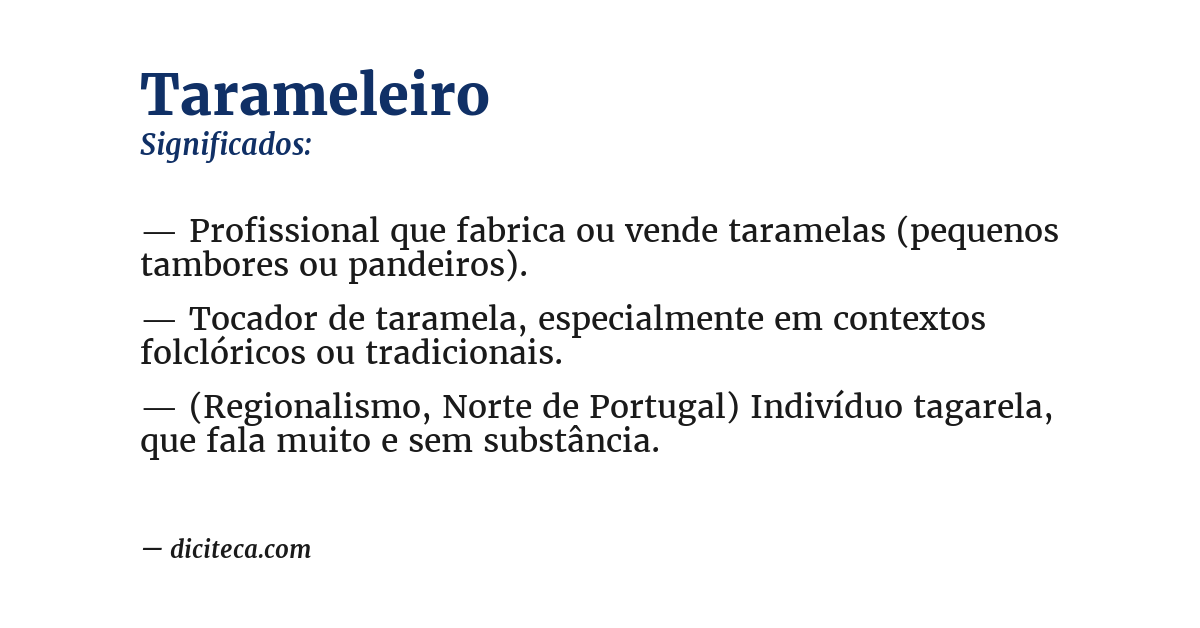 Significado de tarameleiro