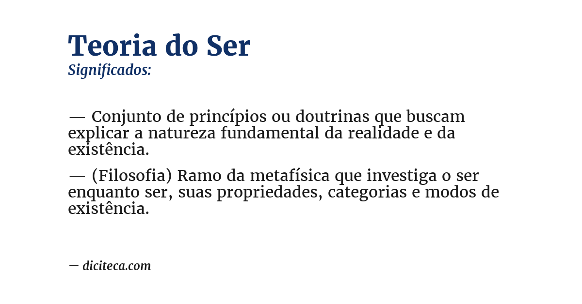 Significado de teoria do ser