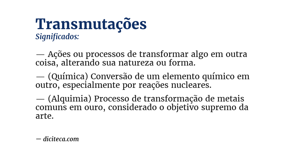 Significado de transmutações