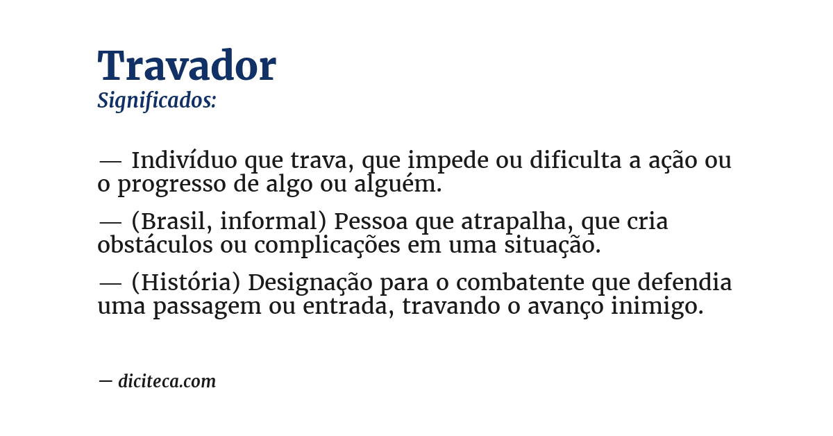 Significado de travador