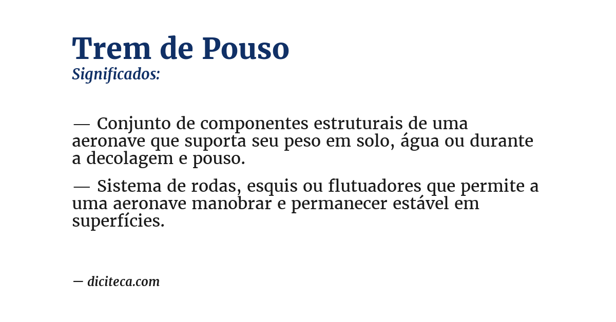 Significado de trem de pouso