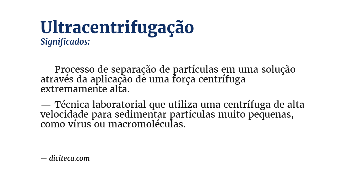 Significado de ultracentrifugação