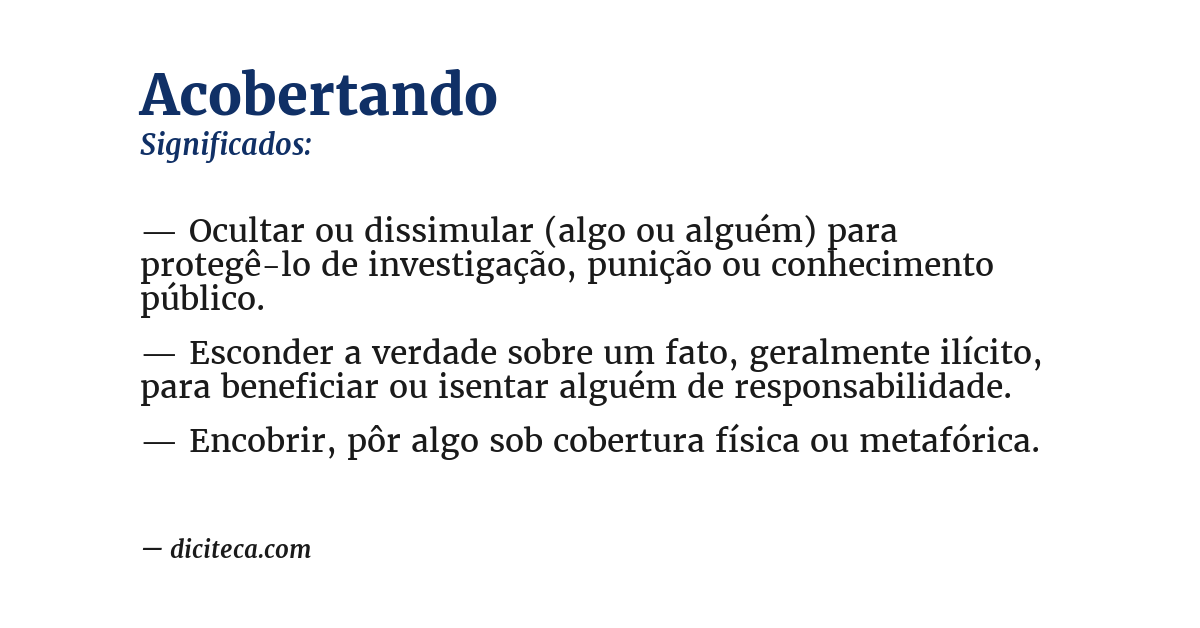 Significado de acobertando