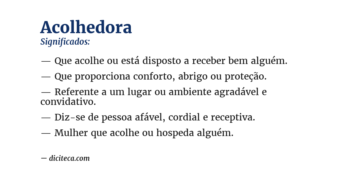 Significado de acolhedora