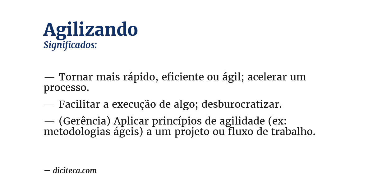 Significado de agilizando