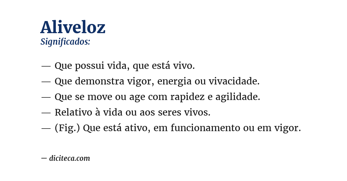 Significado de aliveloz
