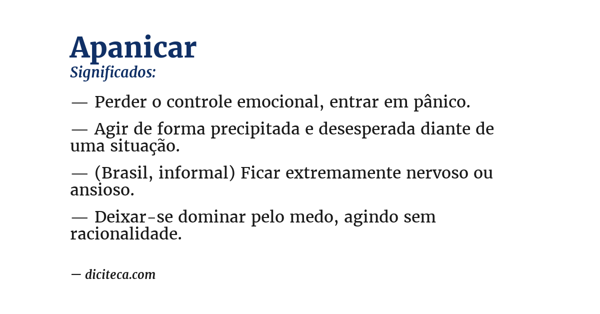 Significado de apanicar