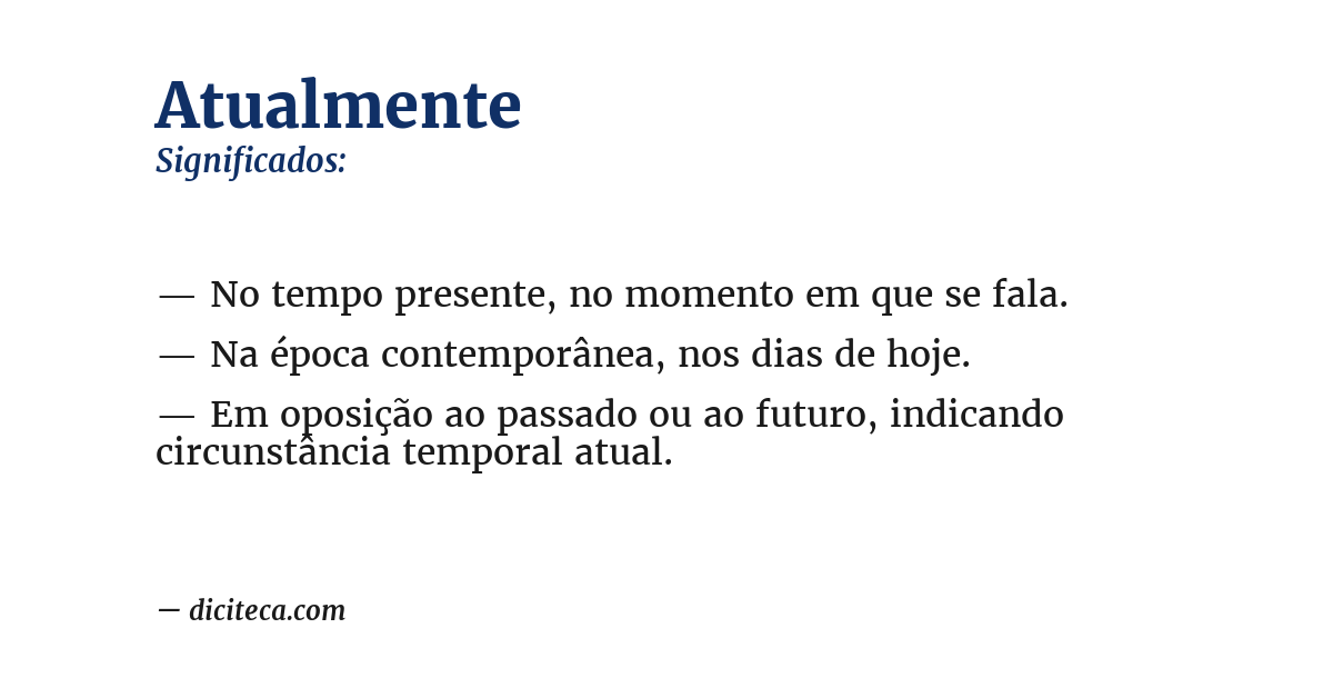 Significado de atualmente