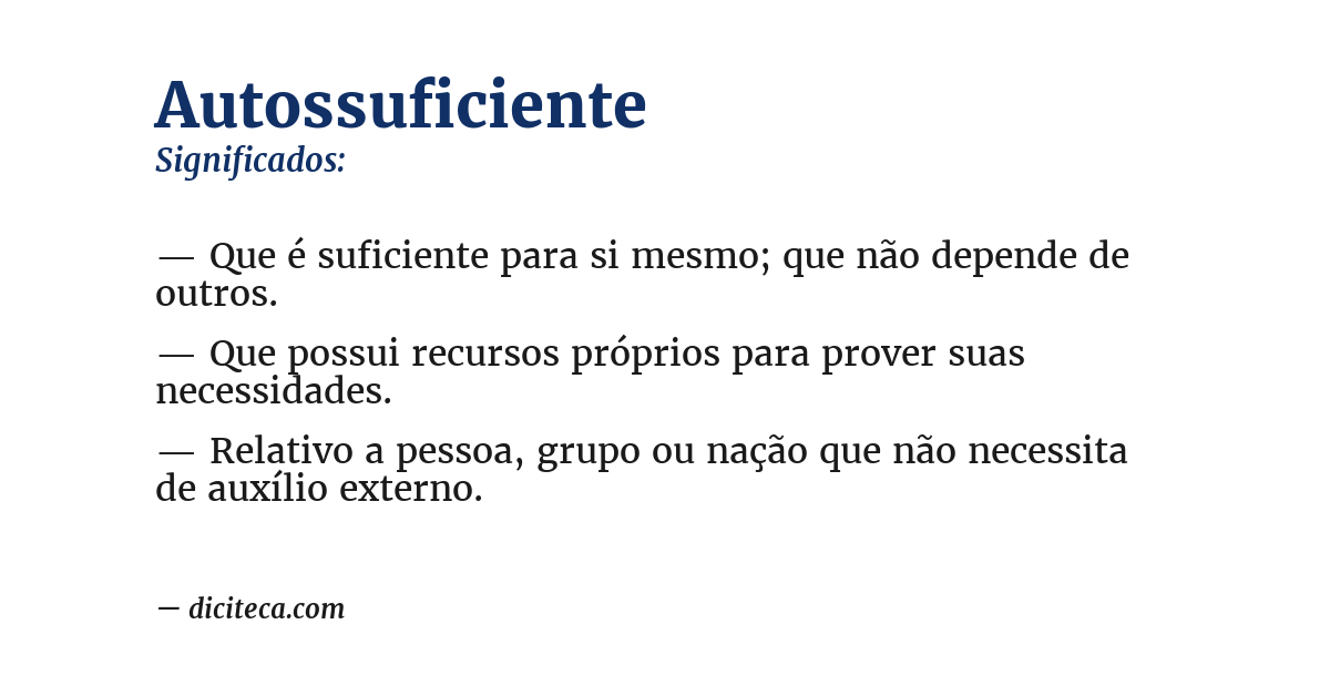 Significado de autossuficiente