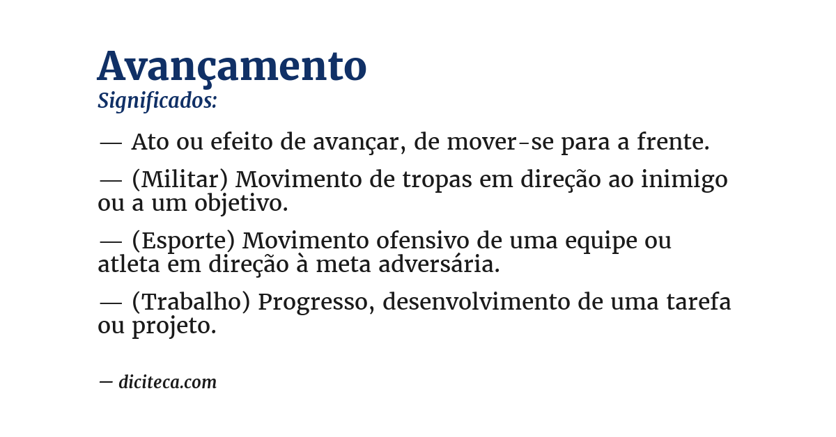 Significado de avançamento