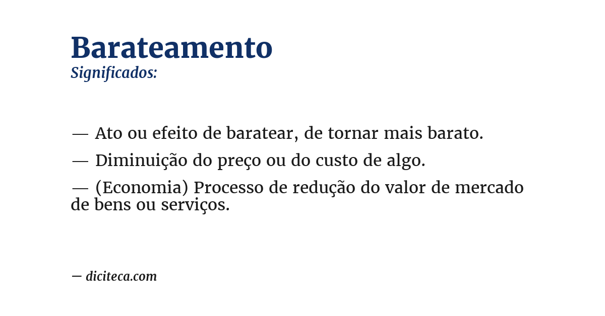 Significado de barateamento