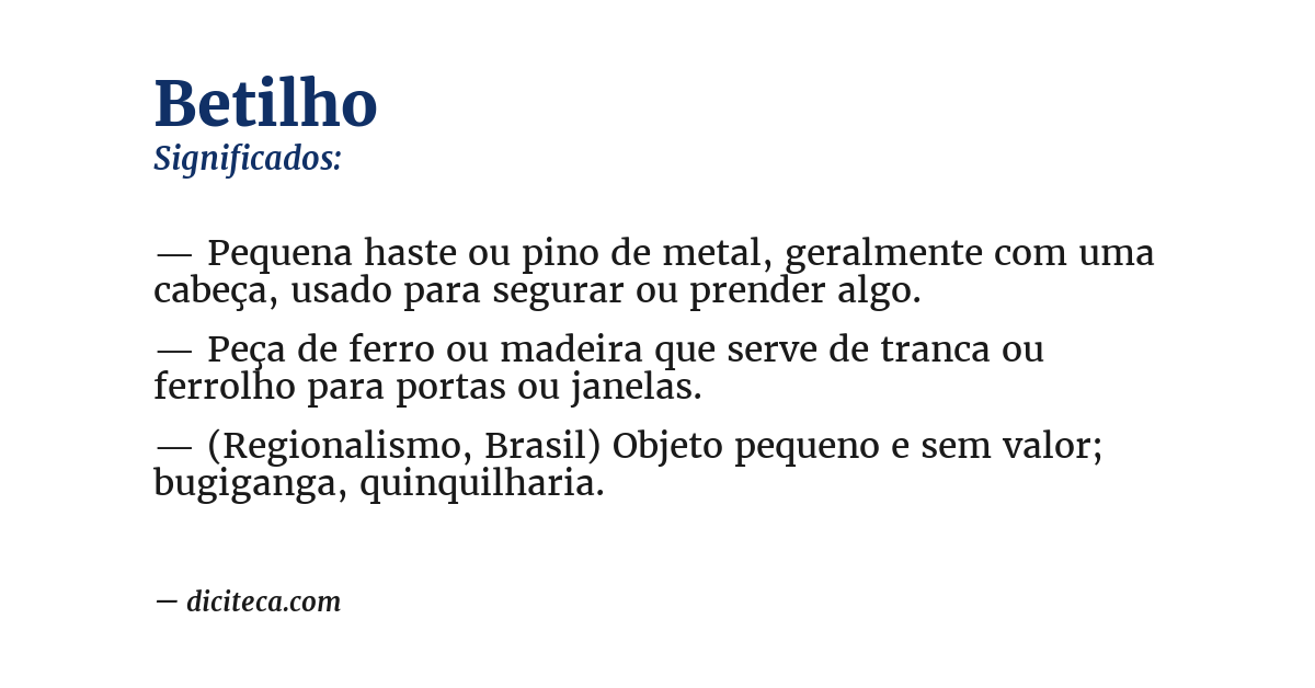 Significado de betilho