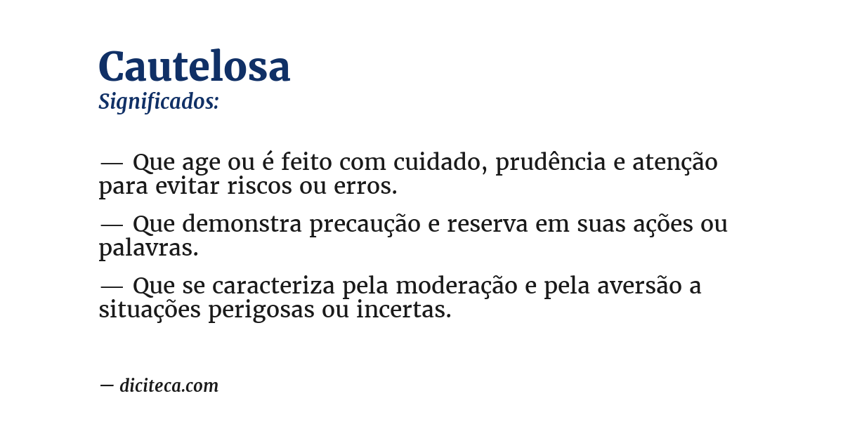 Significado de cautelosa