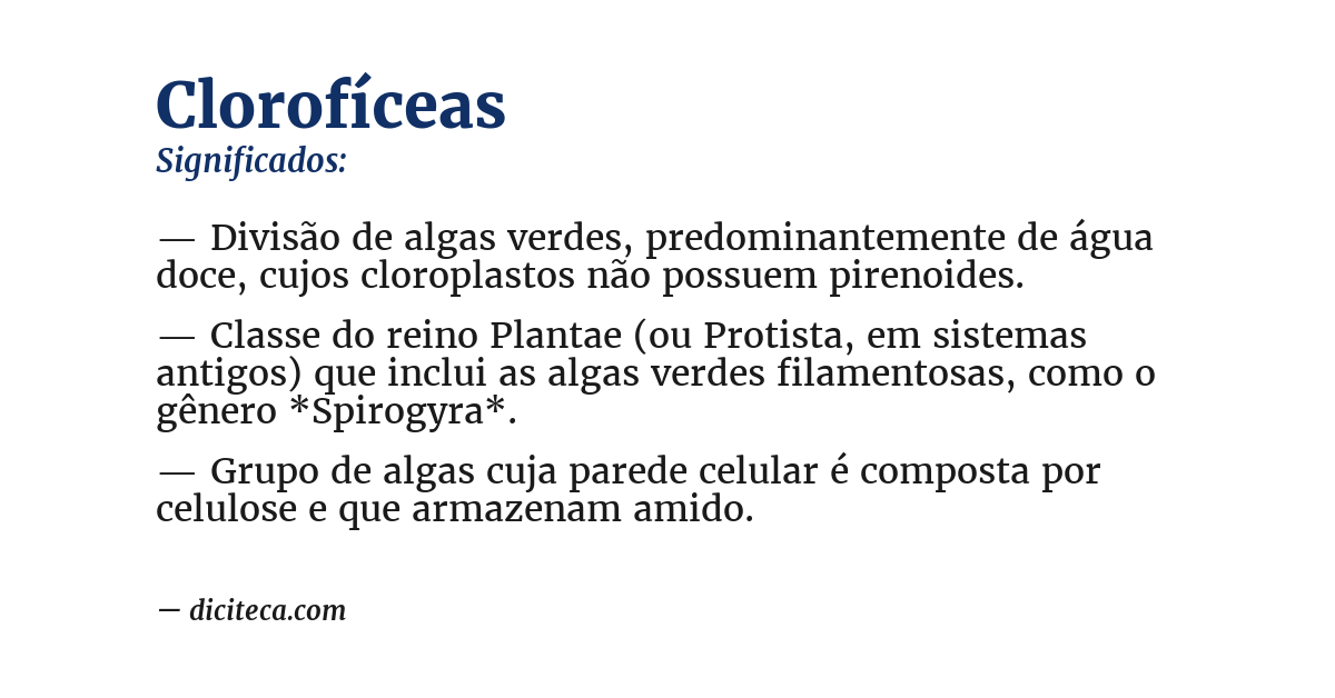 Significado de clorofíceas