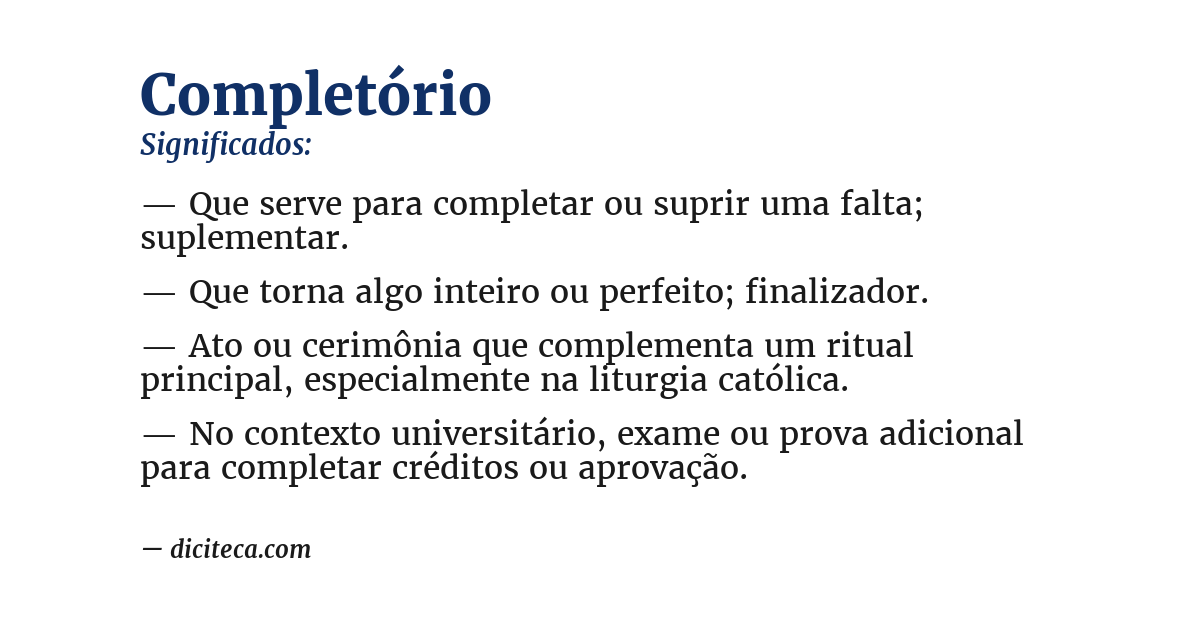 Significado de completório