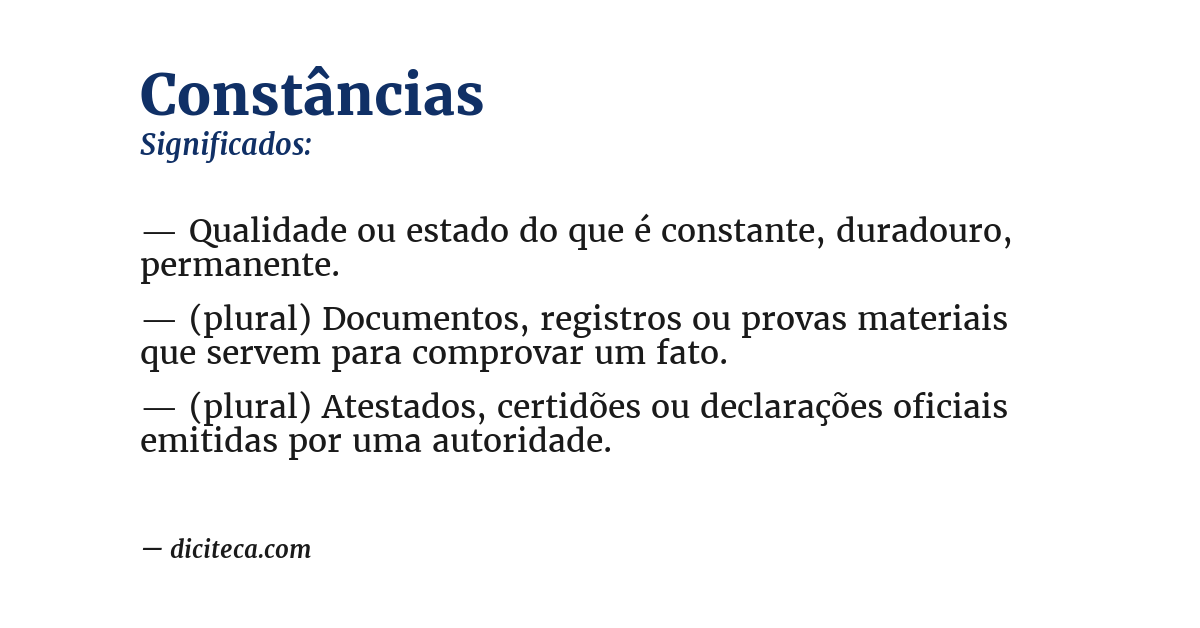 Significado de constâncias