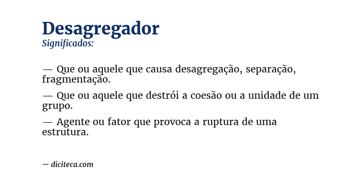 Significado de desagregador