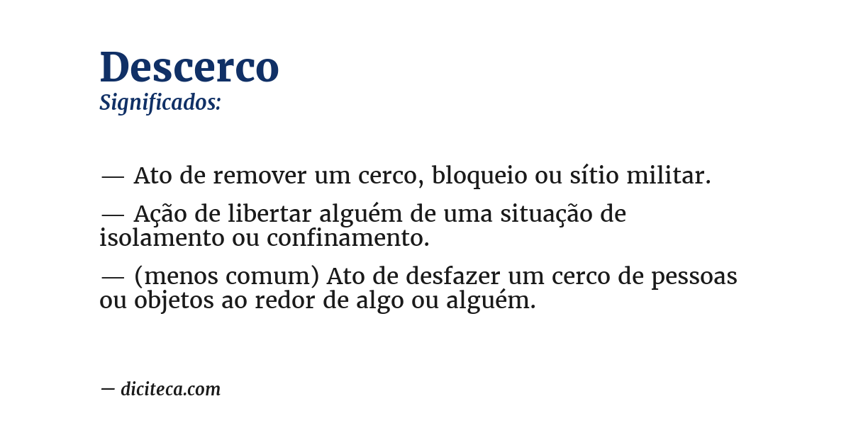 Significado de descerco