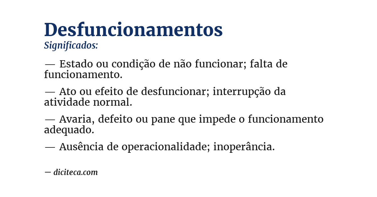 Significado de desfuncionamentos