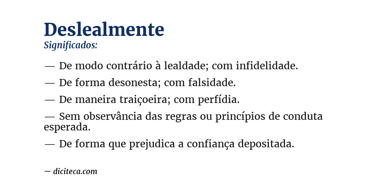 Significado de deslealmente