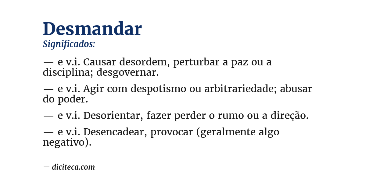 Significado de desmandar