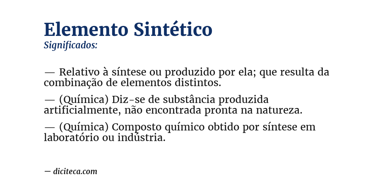 Significado de elemento sintético