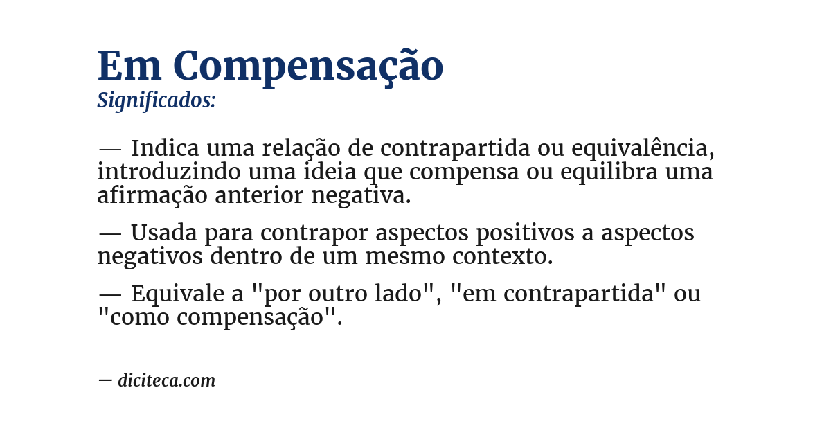 Significado de em compensação