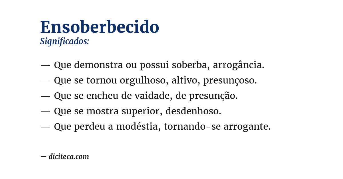 Significado de ensoberbecido