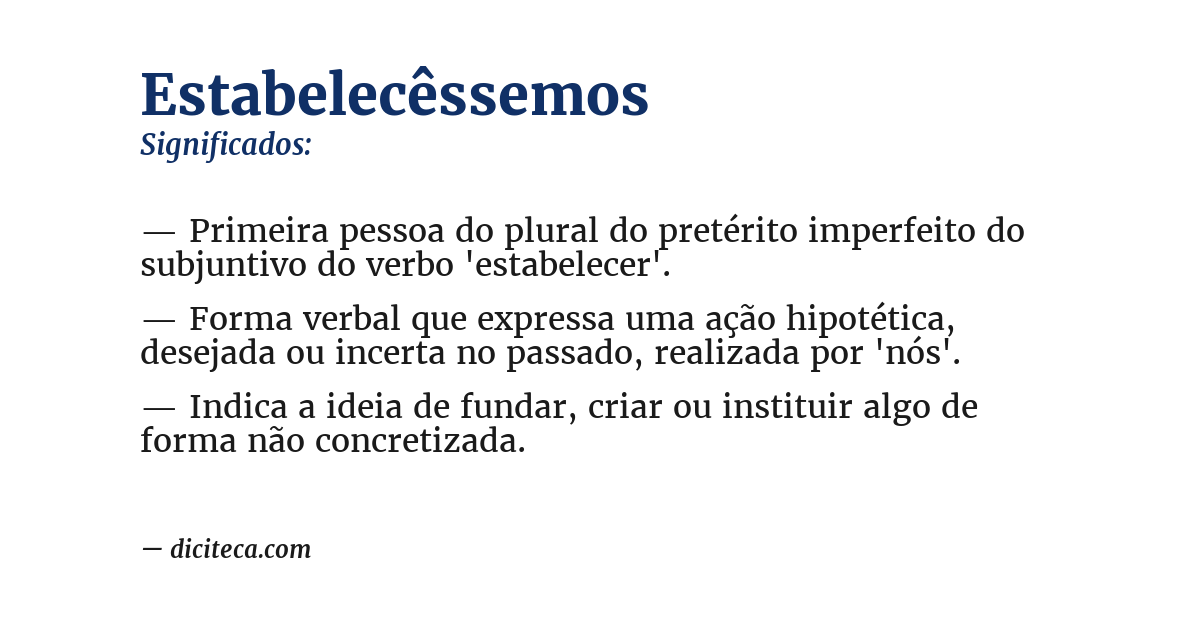 Significado de estabelecêssemos