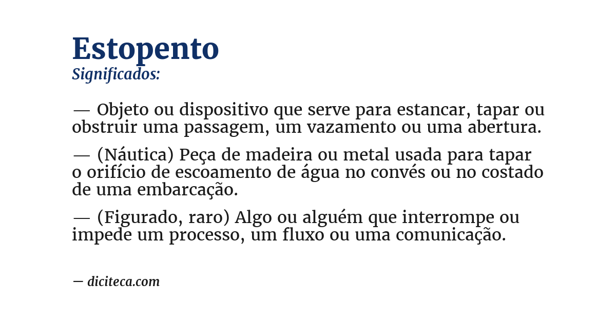 Significado de estopento