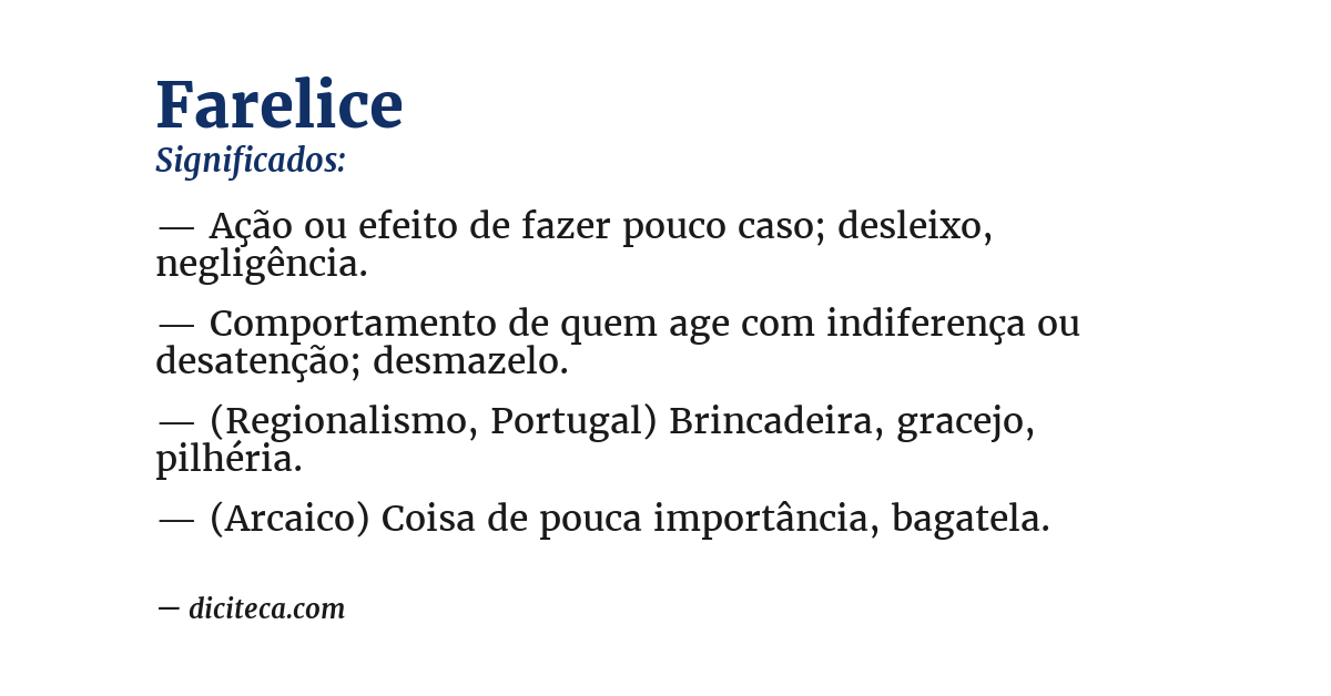Significado de farelice