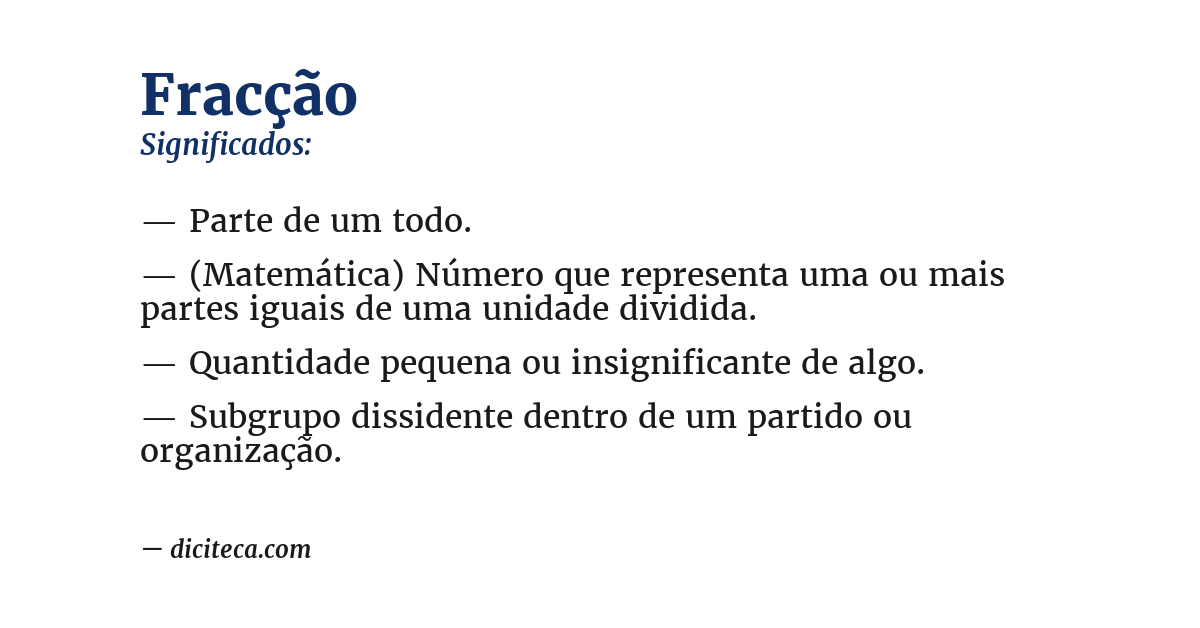 Significado de fracção