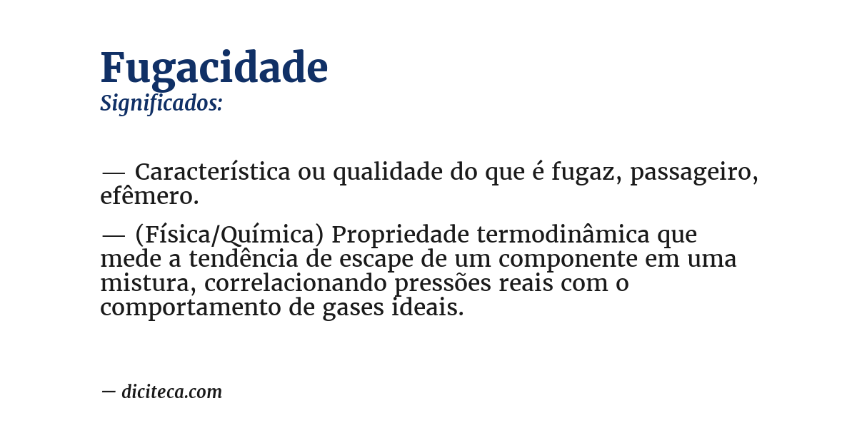 Significado de fugacidade