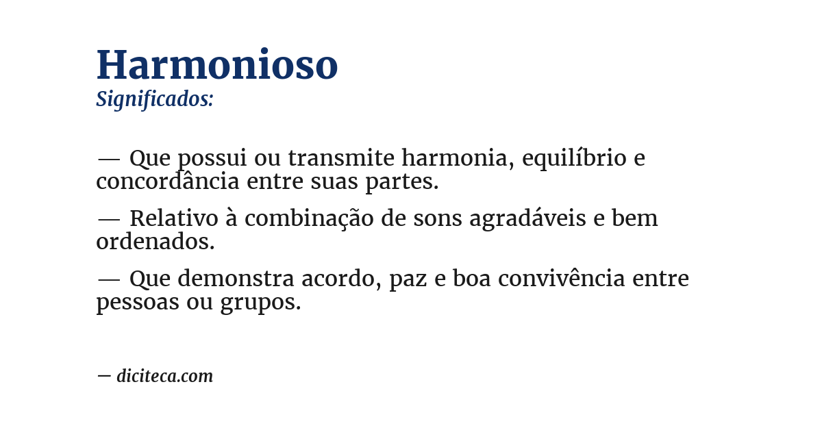 Significado de harmonioso